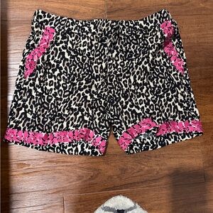 Chic Leopard Print Women's Shorts with Pink Details